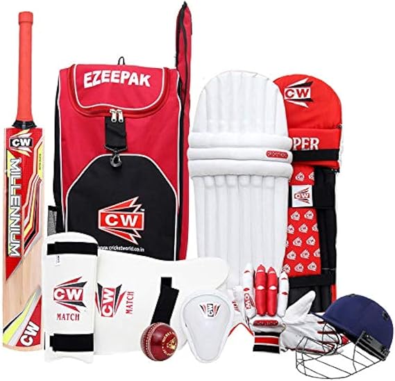 CW Storm Junior Cricket Set with Bag Training Sports Cricket Bag Protective Gears Full Set Unisex Children Mini Size 5 for 10 to 11 Years Old Age Boys & Girls Complete Set with Durable Bat