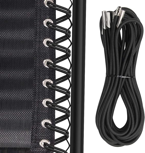 COITEK 4PCS Replacement Cord for Zero Gravity Chair, Universal Elastic Repair Cord for Recliners Replacement Laces Rope for Lounge, Bungee Beach Chair (Black)
