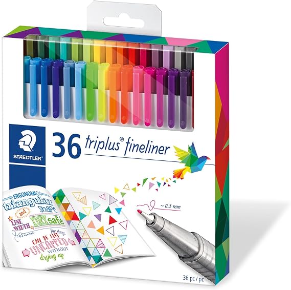 STAEDTLER Fineliner Pens - triplus - for Adult Colouring - 36 Assorted Colours - Pack of 36 - 334 C36