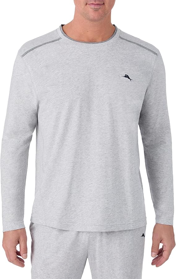 Tommy Bahama - Men's Essential T Shirt, Long Sleeve Crew Neck Cotton Blend Top for Sleep or Lounge