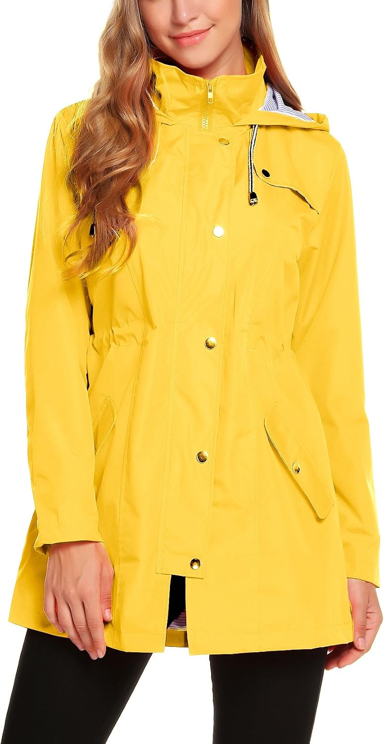 ZHENWEI Womens Lightweight Hooded Waterproof Active Outdoor Rain Jacket S-XXL