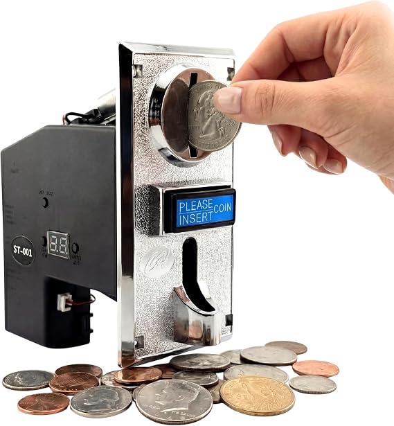 Sintron ST-001 Advanced 8-Channel Coin Acceptor Validator - Programmable Multi-Coin Selector for Automation Systems, Vending, Massage Chairs, Arcade & DIY - Works with Arduino (Pulse/Serial)