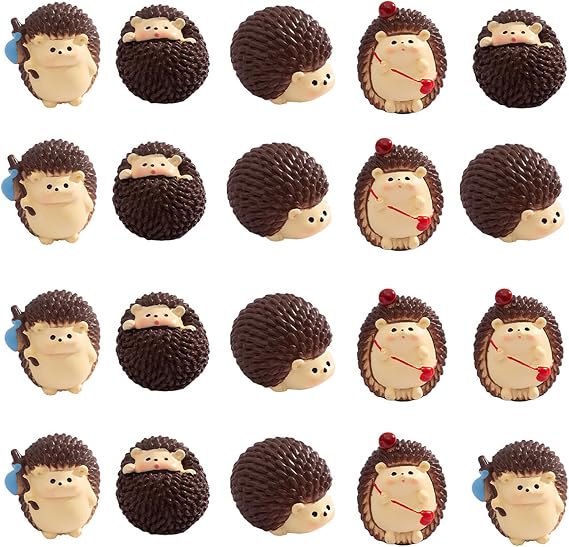 20 Pcs Cute Mini Hedgehog Figurines Miniature Hedgehog Tiny Resin Hedgehog for DIY Fairy Garden Miniature Moss Landscape