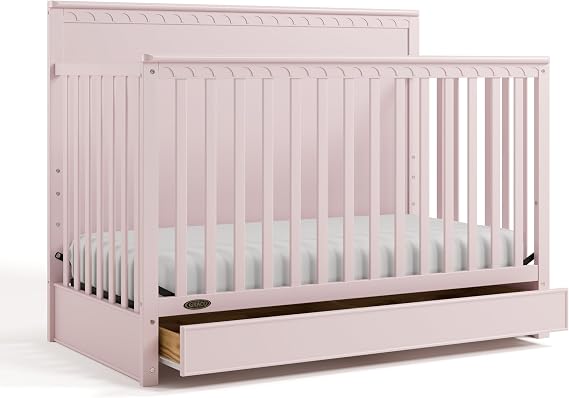 Graco Sasha 5-in-1 Convertible Crib with Drawer, Blush