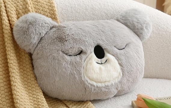 Cute Decorative Cushion Soft Faux Fur Animal Cushion,Cosy Stuffed Plush Cushion Gift for Bedroom,Nursery,Christmas&Birthday