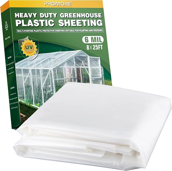 6 Mil Plastic Sheeting, 8x25 FT, Heavy Duty Greenhouse Plastic