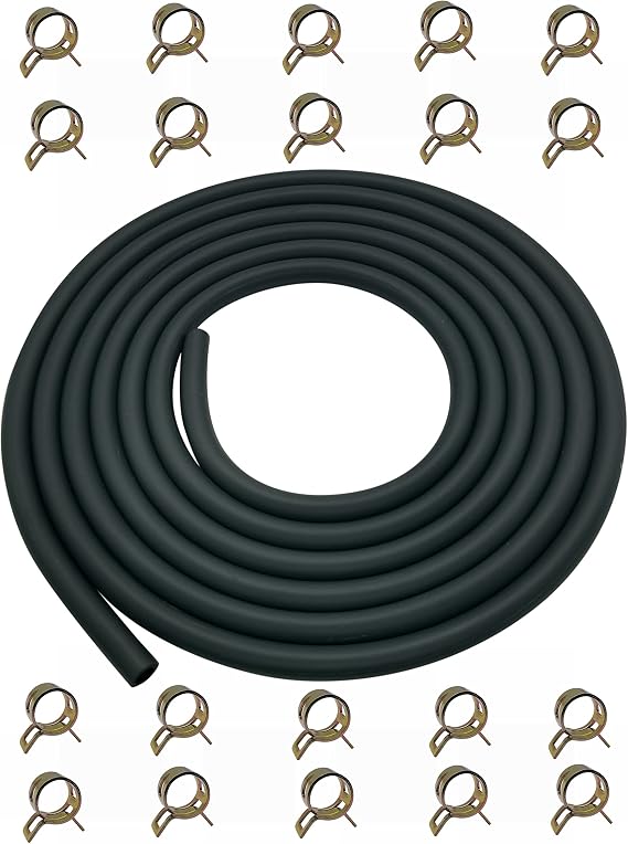 YAMAKATO 10 Feet 1/4 Inch ID Fuel Line Hose 0.25in w/ 20 Clamp