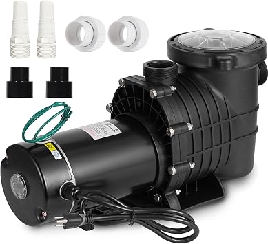 TOPDEEP 1.5 HP Pool Pump Inground, Self Primming pool pump above ground, Single Speed Swimming pool pumps Dual voltage with Strainer Basket & 2Pcs 1-1/2NPT Connectors
