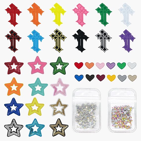 50 Pcs Cross Patches Iron On for Clothes