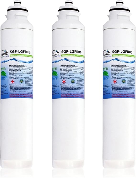 Swift Green Filters SGF-LGFR06 Compatible for M7251242FR-06, M7251252FR-06, M7251253-06, M7251253F-06, M725123F-06, EFF-6028A Refrigerator water Filter (3 Pack),Made in USA