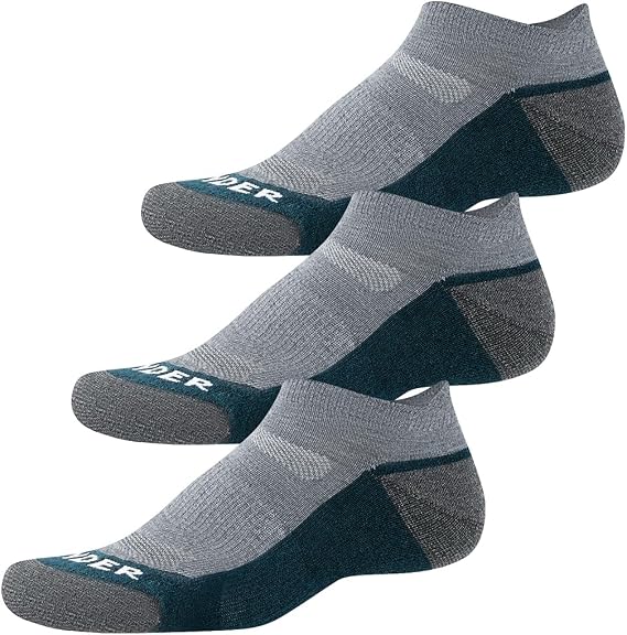 WANDER Merino Wool Ankle Running Hiking Socks Lightweight No Show 3 Pairs