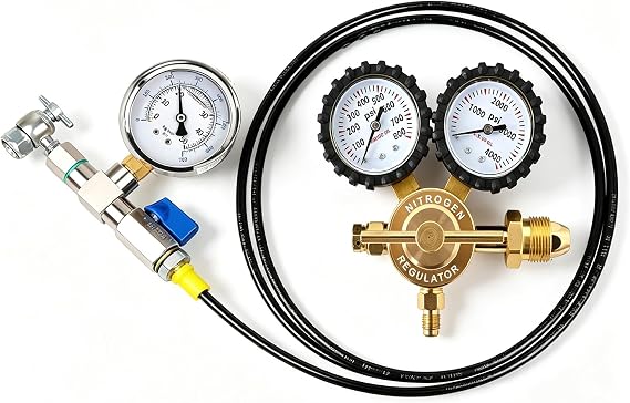 Nitrogen Shock Fill Kit with 700Psi Nitrogen Gauge No-Loss Schrader Chuck | Compatible with Kawasaki,Honda,Yamada,Off-road Bike on Shock with a Schrader Valve