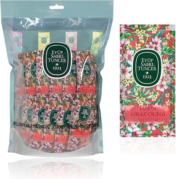 Eyüp Sabri Tuncer Kolonyalı Mendil Japon Kiraz Çiçeği 150'Li Doypack Poşet (5x10) Küçük Boy