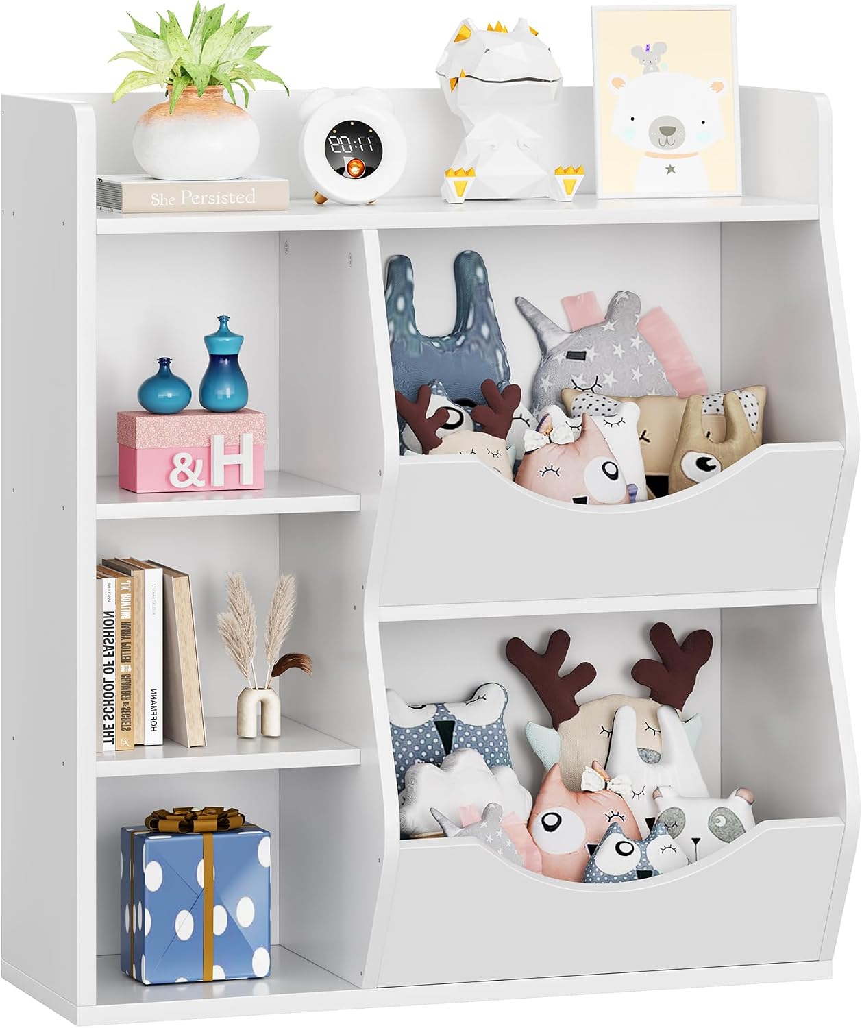 GarveeHome Kids Toy Storage Organizer, Children Bookcase with Storage Cubbies, Toddler Toy Shelf for Playroom, Living Room, Nursery