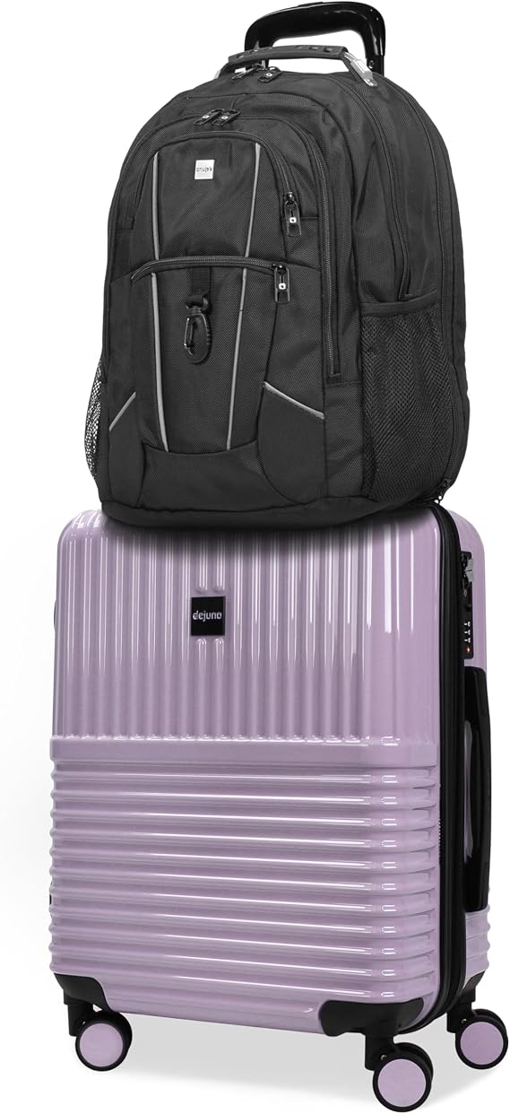World Traveler Dejuno Tonal Ultimate Travel Combo Spinner Carry-On & Laptop Backpack 2-Piece Luggage Set - Lavender (20" Carry-On & 19" Backpack)