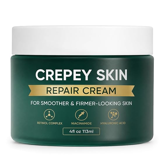 Crepey Skin Cream, with Niacinamide, Ceramide Complex, Firming Peptides & Botanical Oil Lightweight, Fast Absorbing, Supports Smoother & Firmer-Looking Skin 4 Fl Oz