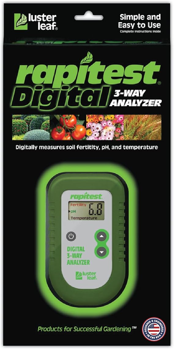 Luster Leaf Fertility and Temperature Rapitest 1835 Digital 3 Way Analyzer for Soil pH