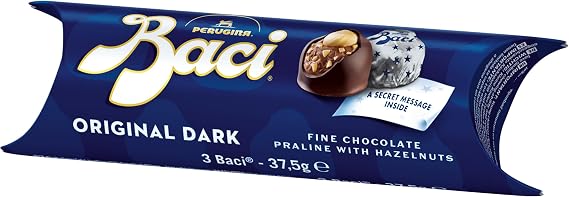 Baci Dark Chocolate Truffles with Hazelnut, 37.5 g (Pack of 1) | Gluten Free, Tube Packaging