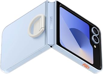 Samsung Galaxy Z Flip 7 FE, Flip 6 Clear Phone Case, Protective Cover with Built-in Ring, US Version, Clear