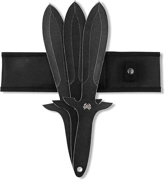 Throwing Spikes - 14.1" Length, 3 Pack 0.2" Thickness Premium Stainless Steel Throwing Set with Nylon Belt Sheath