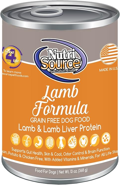 Tuffys 131001 NutriSource Grain Free Canned Lamb Dog Food, 7 lb