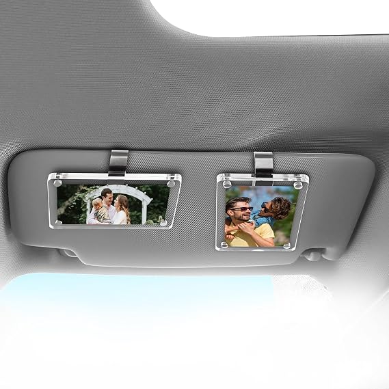 LECART 2 Pack Car Picture Holder for Father's Day, Personalized Acrylic Visor Clip Picture Frame, Magnetic Photo Display Frames for Family, Couples, Drivers, Car Sun Visor, Locker, Safe Driving Presents 4.73"x3.15"