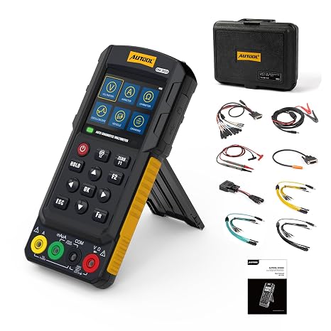 Auto Diagnostic Multimeter, 2-in-1 Oscilloscope Multimeter with 12 Automotive Test Functions, 2.8" Color Screen, K/CAN Line Data, for Professional Car Electrical System Troubleshooting