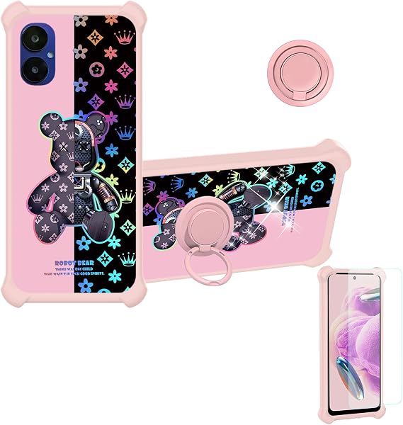 jioeuinly Nuu B15 Case Compatible with Nuu Mobile B15 Phone Case Cover [with Tempered Glass Screen Protector][Hard PC + Soft Silicone][Colorful Reflect Light] IMDF-JXX