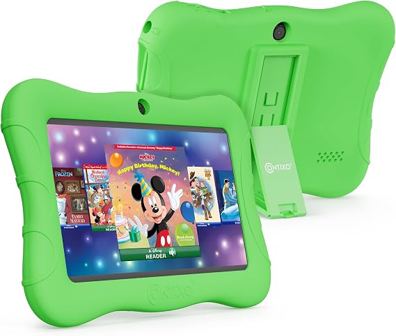 Contixo 7" Kids Tablet V9A 32GB Android Tablet for Ages 37, Parental Controls, Pre-Loaded Exclusive 50 Disney Storybooks, WiFi, Kid-Proof Case with Kickstand, Back to School Gift, Green