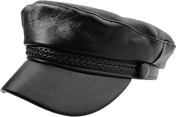 PU Leather Hat Leather Beret Baker Boy Hat Chauffeur Hats for Men and Women Black Beret Hats