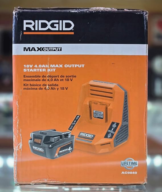 RIDGID 18V 4.0 AH MAX Output Starter KIT with Rapid Charger AC9840