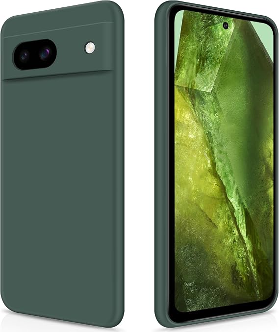 GiiYoon Case Compatible with Google Pixel 8a High-Quality Liquid Silicone Case All-Round Protection Mobile Phone Case Scratch-Resistant Soft Microfibre Lining Green