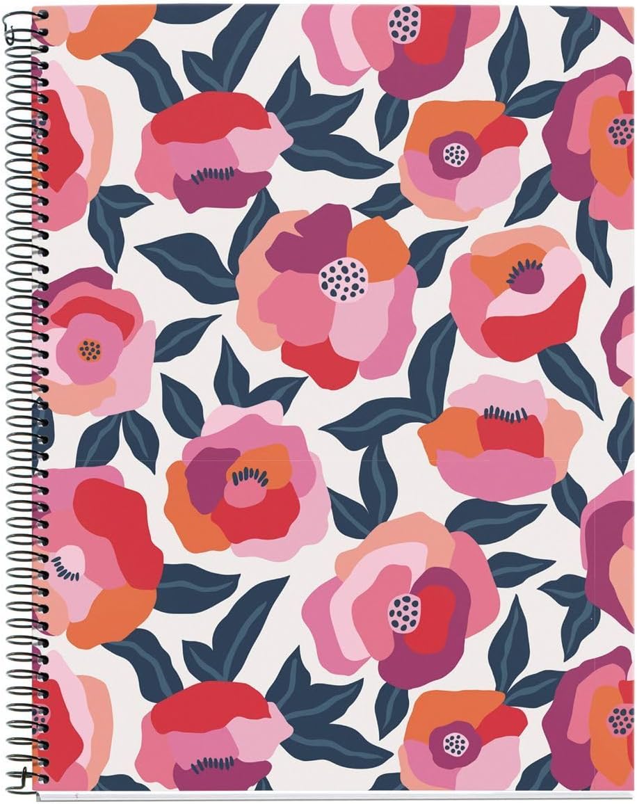 Miquel Rius M Fashion 4 Subject Notebook, Lined A5-8.27" x 5.83" 120 Sheets Heavyweight Paper, Subjects Separated by color, 2 Hole Punched, Micro-Perforated, Cosmos Design, Multicolor