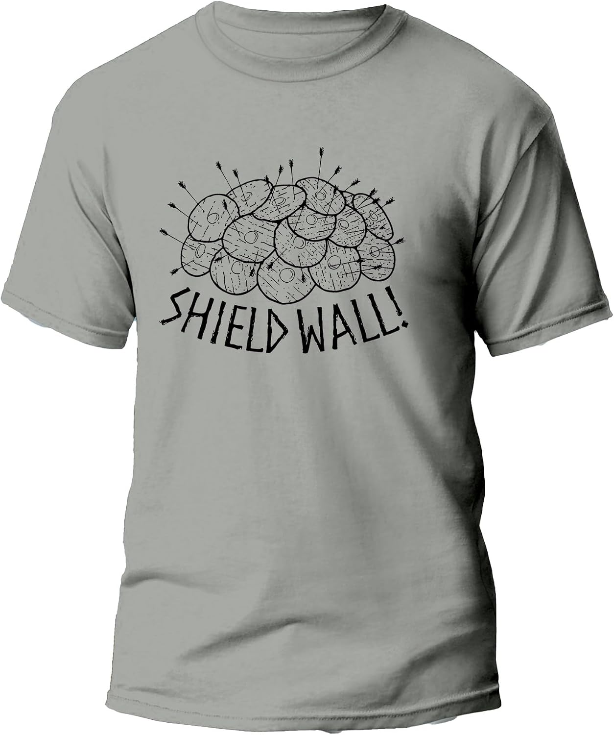 VIKINGS - SHIELD WALL - Özel Tasarım Gri Tişört-1 -