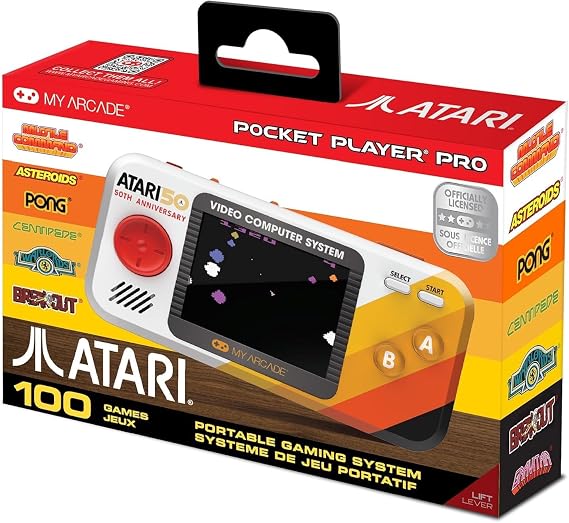 My Arcade Atari Pocket: 100 ゲームを備えたポータブル ビデオ ゲーム システム、2.75 インチ カラー ディスプレイ、人間工学に基づいたデザイン