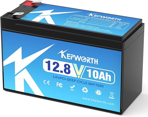 KEPWORTH 12V Lithium Battery 10Ah LiFePO4 Batteries Rechargeable Deep Cycle 12 Volt Battery Backup for Ring Doorbell, Security Camera