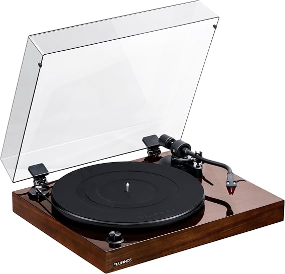 Fluance RT83 Reference High Fidelity Vinyl Turntable Record Player with Ortofon 2M Red Cartridge, Speed Control Motor, High Mass MDF Wood Plinth, Vibration Isolation Feet - Walnut