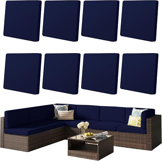8 Pcs Stretch Patio Sofa Cushion Covers Indoor Outdoor Patio Replacement Furniture Cushions Couch Sofa Slipcovers Seat Cover Soft Flexibility Protector Washable(Cover Only) (Cobalt Blue)