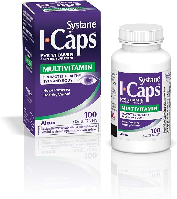 Systane ICaps Eye Vitamin & Mineral Supplement, Multivitamin Formula, 100 Coated Tablets (Packaging may vary)
