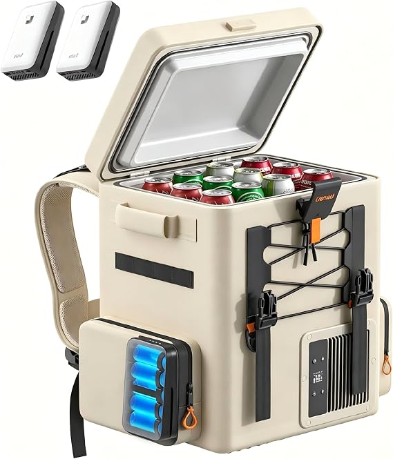 LiTHELi 12 Volt Portable Refrigerator with 2 U20 Batteries,20L/21QT Car Fridge, Portable Freezer (-4F~68F),Compressor Cooler with 12V/24 DC for Outdoor Camping Overlanding Truck RV SUV Van