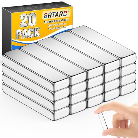 Grtard 20 Pack Strong Neodymium Magnets, 40x10x5mm Heavy Duty Magnets Bar