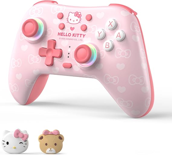 Kuitmor Wireless PC Gaming Controller with Hall Joystick, 1000Hz Polling Rate, 1000mAh, Adjustable Turbo/Vibration/RGB, Bluetooth Game Controller for PC,Switch,Android,iOS,Steam,Mobile
