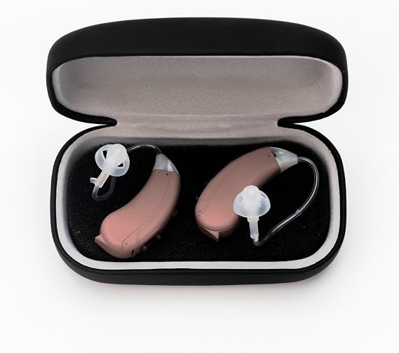Lumen Self-Fitting OTC Hearing Aids - Bluetooth Enabled with Invisible Fit, Directional Microphones, Smartphone App Control, Replaceable Batteries, for Mild to Moderate Hearing Loss (Beige)