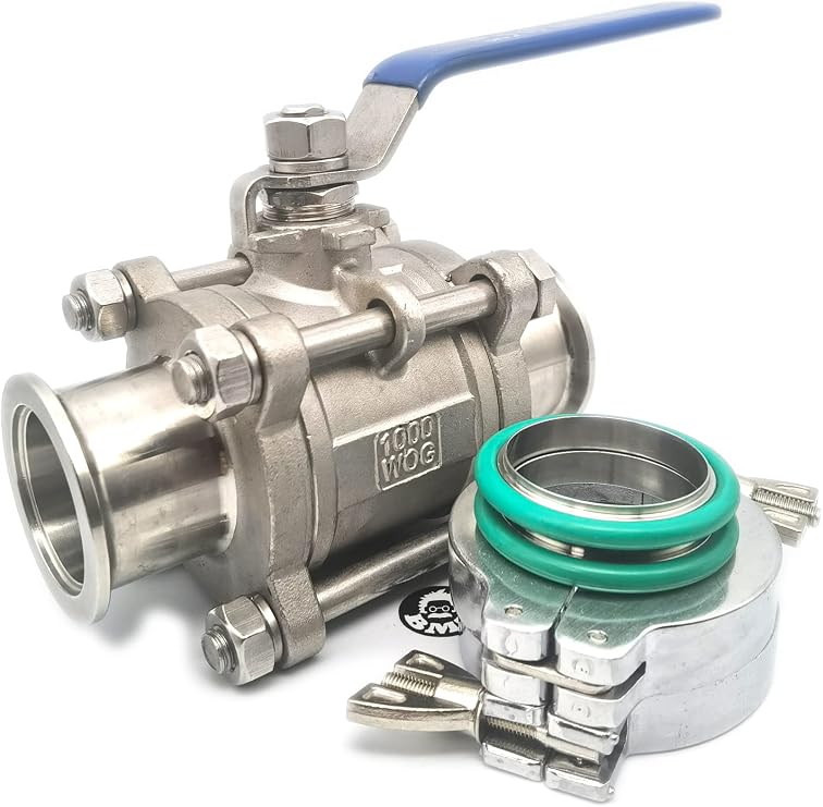 ISO-KF NW40 KF40 Flange Ball Valve, Shut Off Valve, Isolation Valve, with 2 sets KF40 Wing nut clamp sets, Good for Vacuum foreline Setup (KF40 Flange)