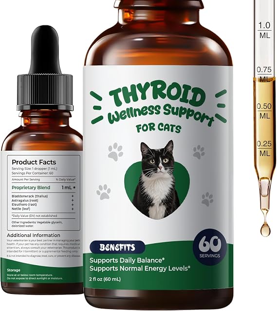 Thyroid Support for Cats, Appetite Stimulant & Weight Gainer Herbal Drops