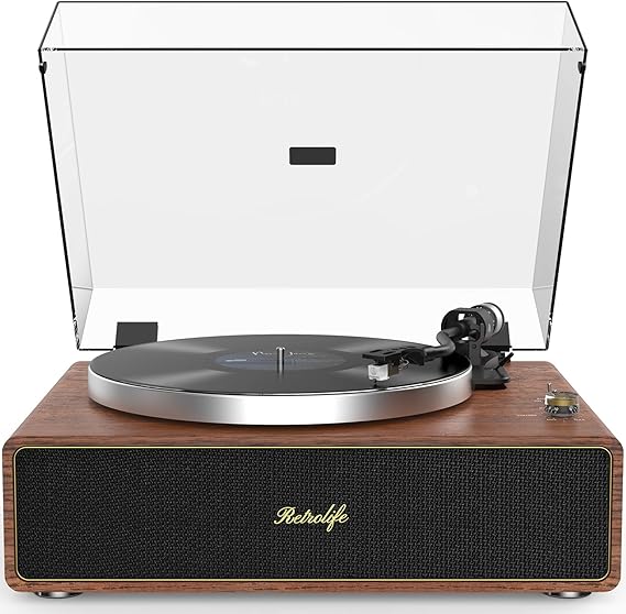 Turntable with Integrated Speakers Belt Drive