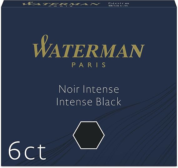 Waterman Short Size Ink Cartridges Permanent Black (Pack of 6)