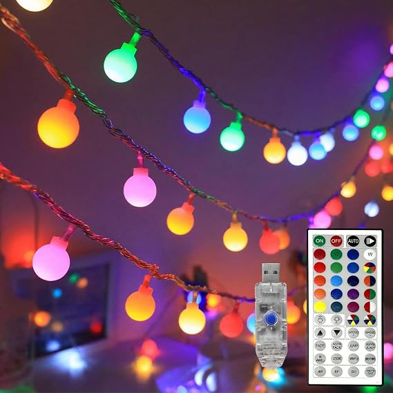 LED Globe String Lights - 19.7ft/36 LEDs USB Color Changing Twinkle Lights with Remote for Indoor, Classroom, Halloween, Room, Christmas