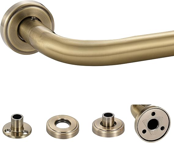 Antique Bronze Wrap Around Curtain Rod, 1 Inch Diameter, 28 to 150 Inch, Adjustable Blackout Curtain Rod with Zinc Alloy Double-deck Finials and Aluminum Center Brackets