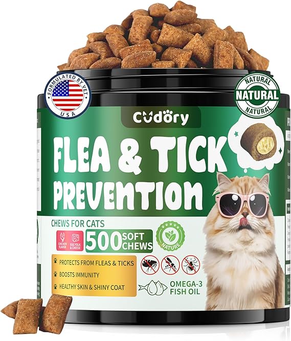 Cudory Flea and Tick Prevention for Cats, 500 Cat Flea Treatment Chews